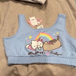 Hello Kitty Blue Rainbow Graphic Crop Tank